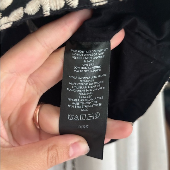 Anthropologie Black and Cream Embroidered Crop Top - Picture 4 of 8